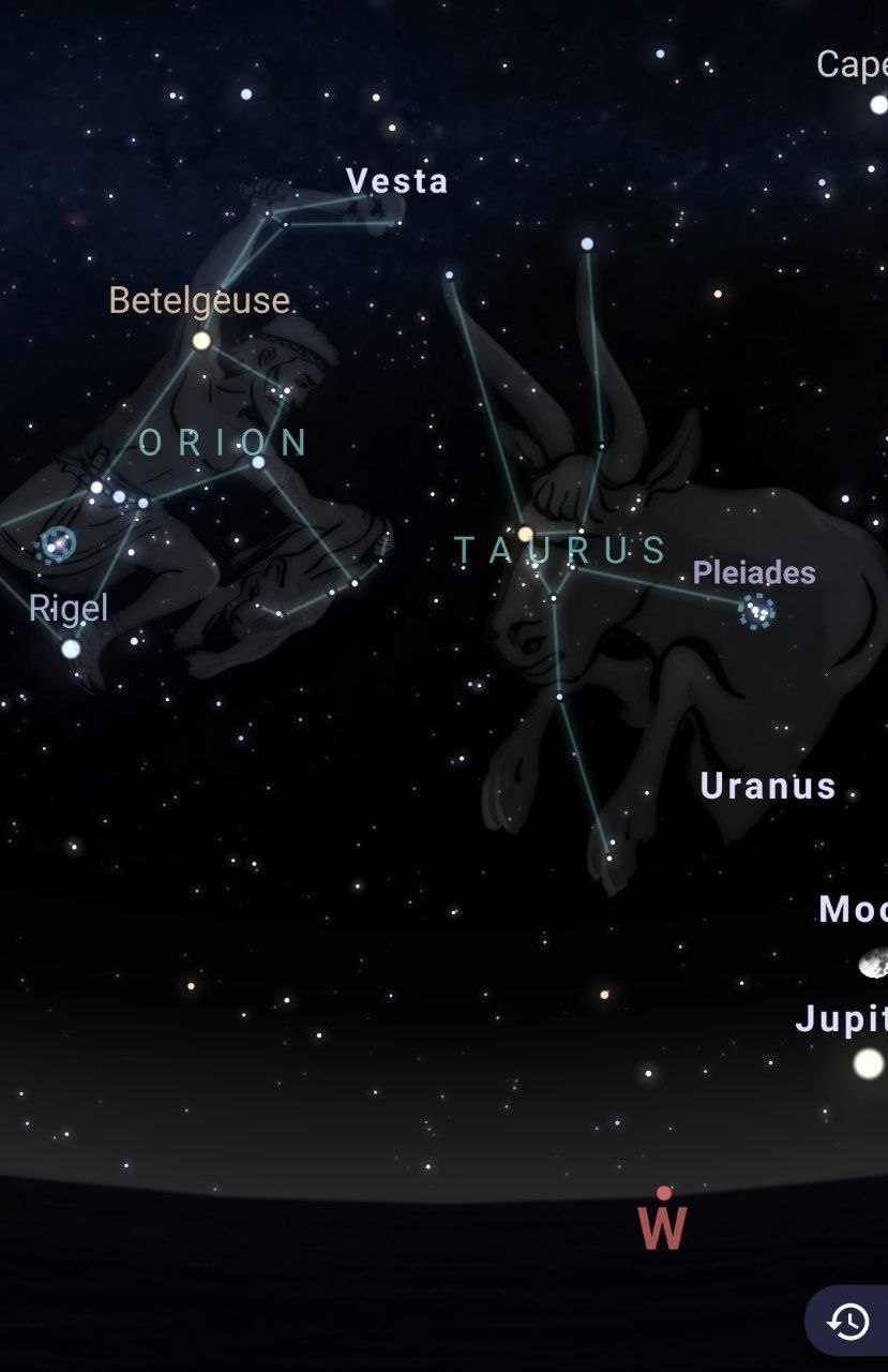 Orion & Bull: 

Pay attention to the constellation of Orion, which is killing the bull.